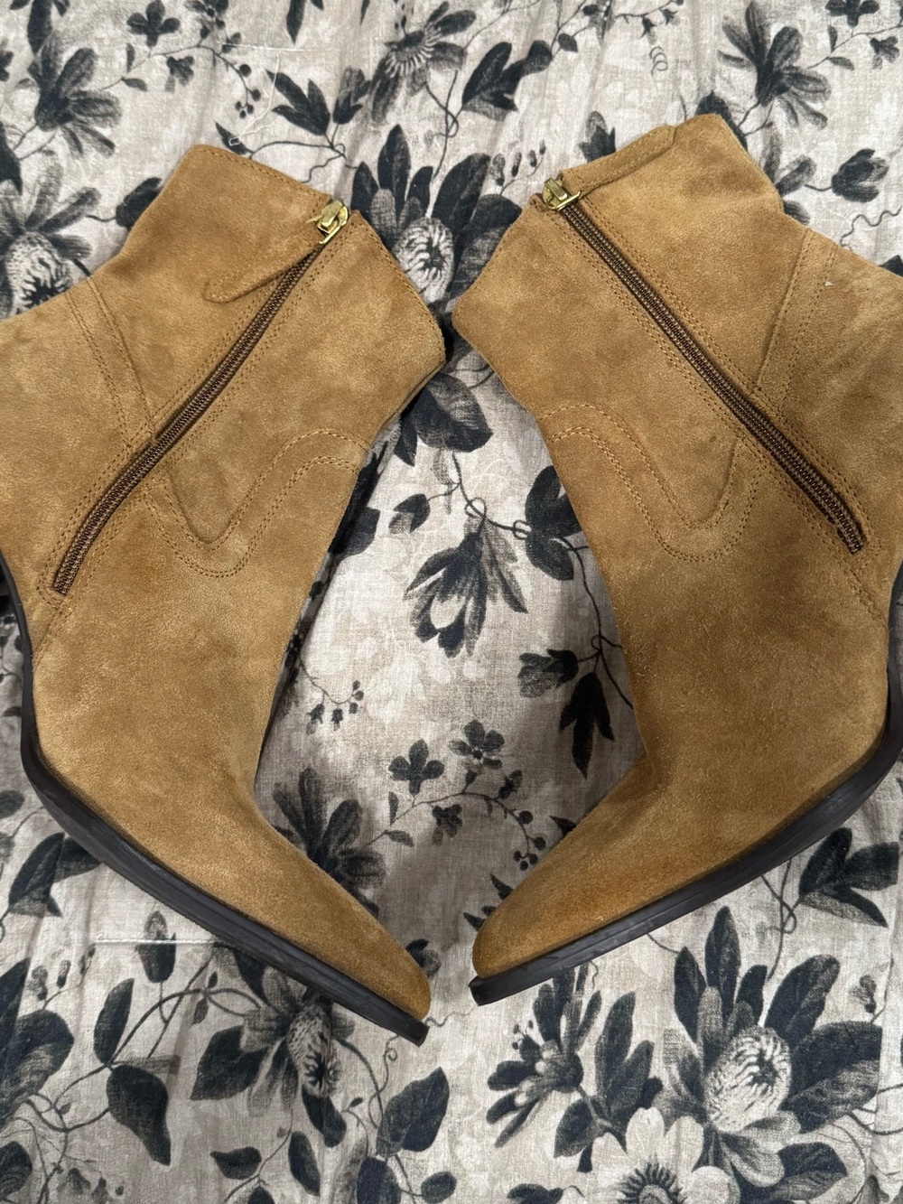 Mango MNG Suede Ankle Boots Tan Camel Pointed Toe Block Heel EU 41 - Picture 5 of 7